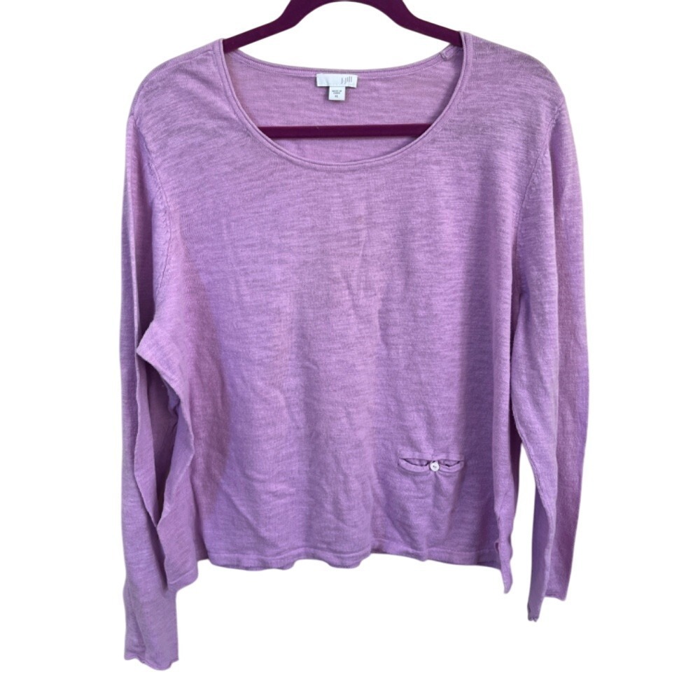 J. Jill Linen Sweater Sz XL Purple Boxy Cottage Preppy Beachy Lagenlook‎